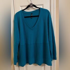 Torrid Teal V-Neck Ribbed Sleep Top